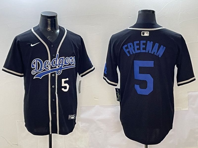 Men Los Angeles Dodgers 5 Freeman Black Fashion Game 2025 Nike MLB Jersey style 5